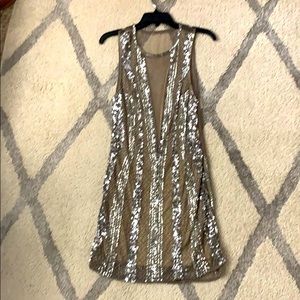 Sequined Beige Nude Dress